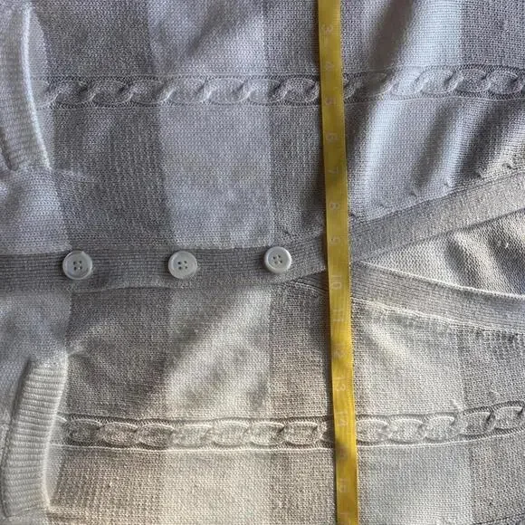 Vintage linen cotton chunky cable knit neutral coastal preppy bougie cardigan - Picture 5 of 6